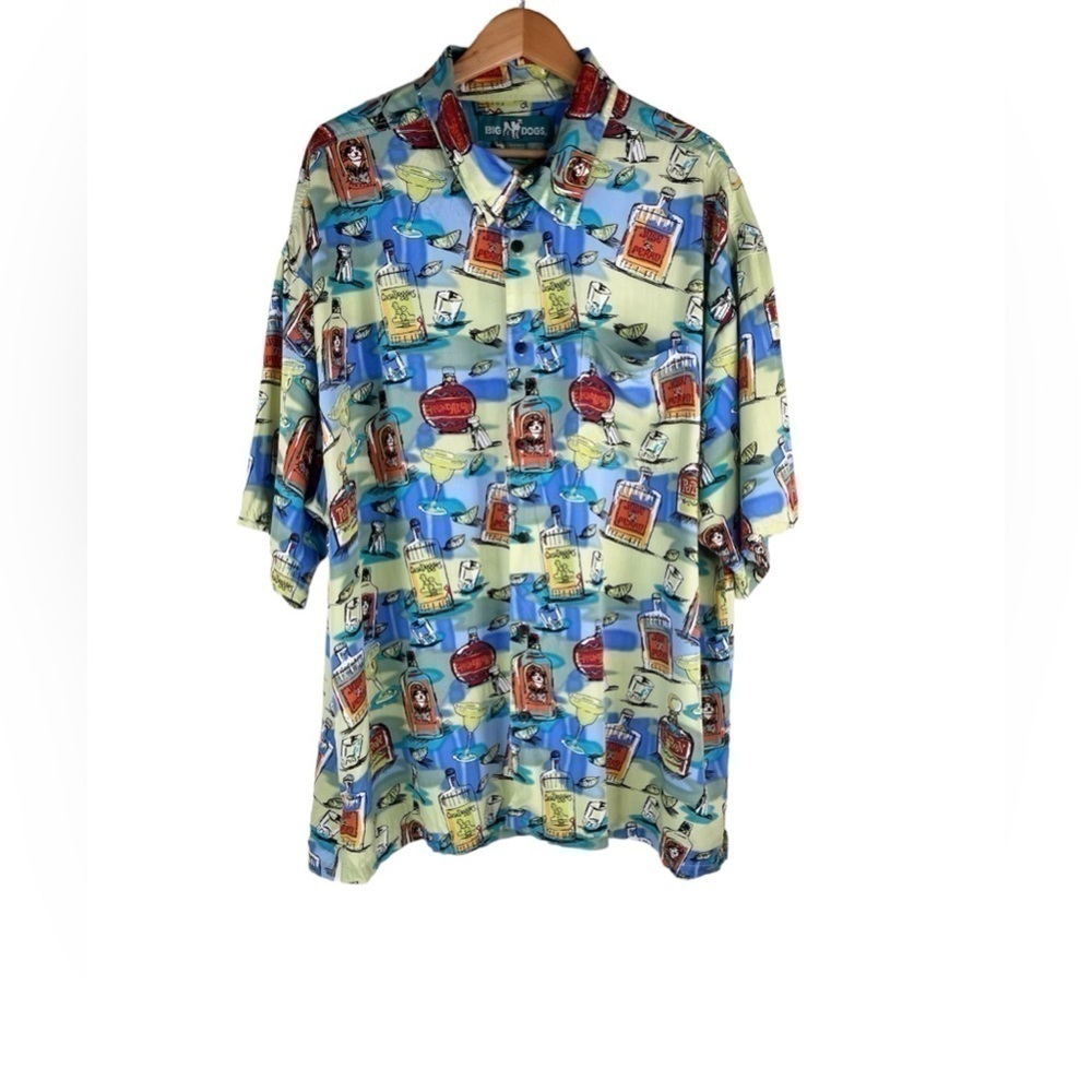 Big Dogs Vintage Mens Margarita Drink Tropical Hawaiian Button Up Shirt Size 3X